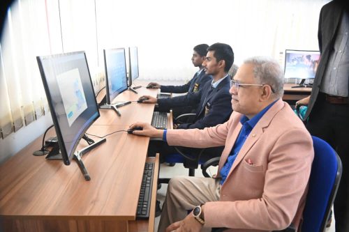 Inauguration of E-Library - The Director of the School, Shri Vidyavantha Acharya, inaugurated the new Bharath Vision E-Library in the school.